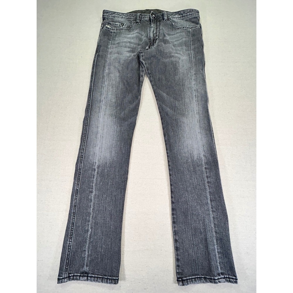 DIESEL THICAR Men's 32 Black Denim Jeans MADE IN ITALY Stretch Selvedge 008JL